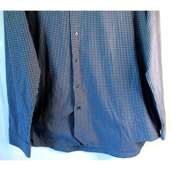 Van Heusen Men's Blue Checked Long Sleeve Button Down Shirt Size XL(17-17.5) - Picture 3 of 8